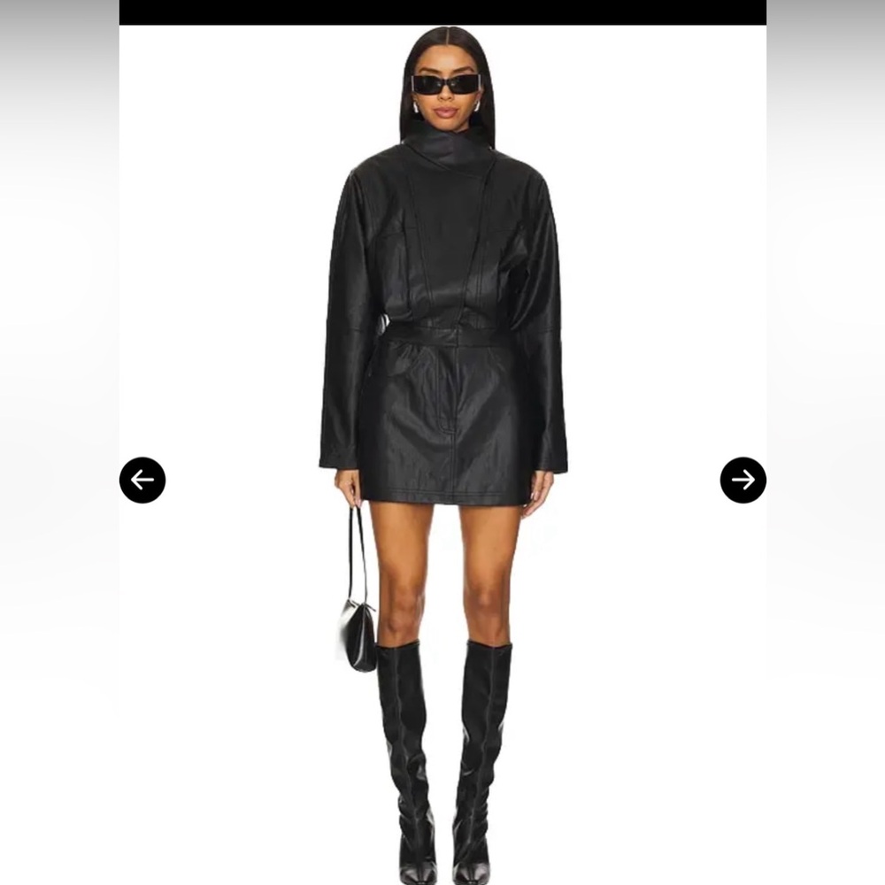 Ronny Kobo Collection Black Leather Jacket dress